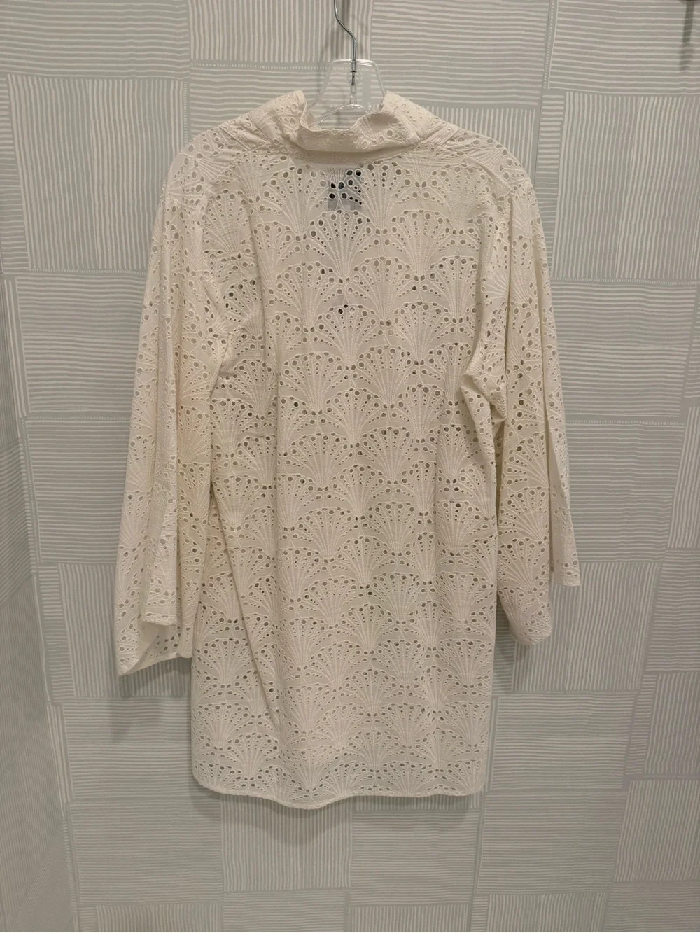 Sue Sartor Cream Eyelet Swim Coverup